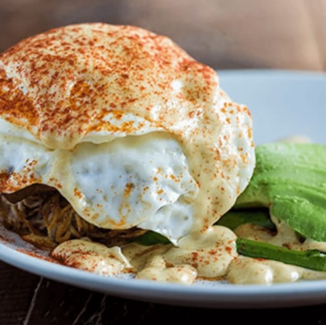 Hash Brown Benedict (*V, GF).