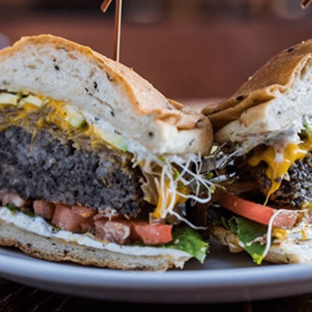 Mushroom Barley Burger (V).